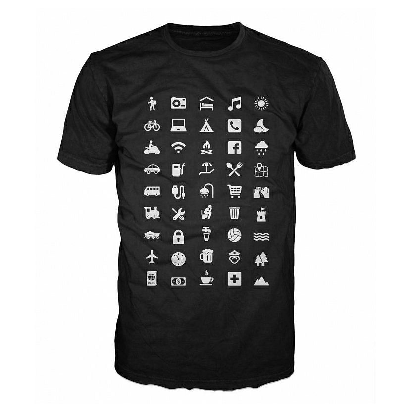 Cestovní tričko s ikonami (L - černé)  