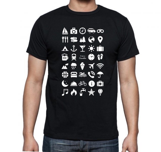 Cestovní tričko s ikonami (L - černé)  
