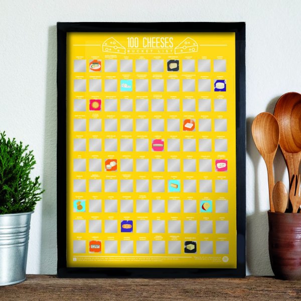 Stírací plakát 100 nejlepších sýru - Bucket list  