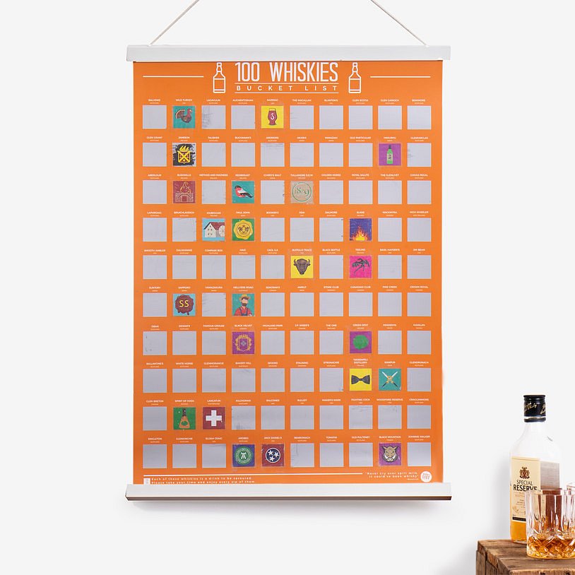 Stírací plakát 100 nejlepších whisky - Bucket list  