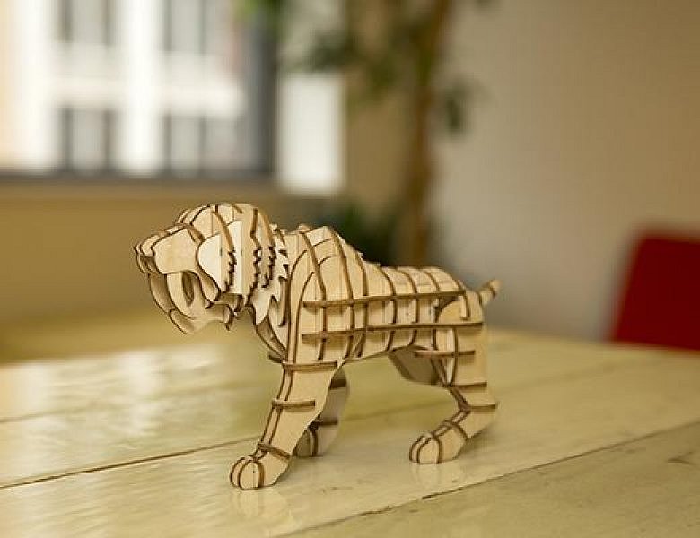 Dřevěné 3D puzzle šavlozubý tygr  